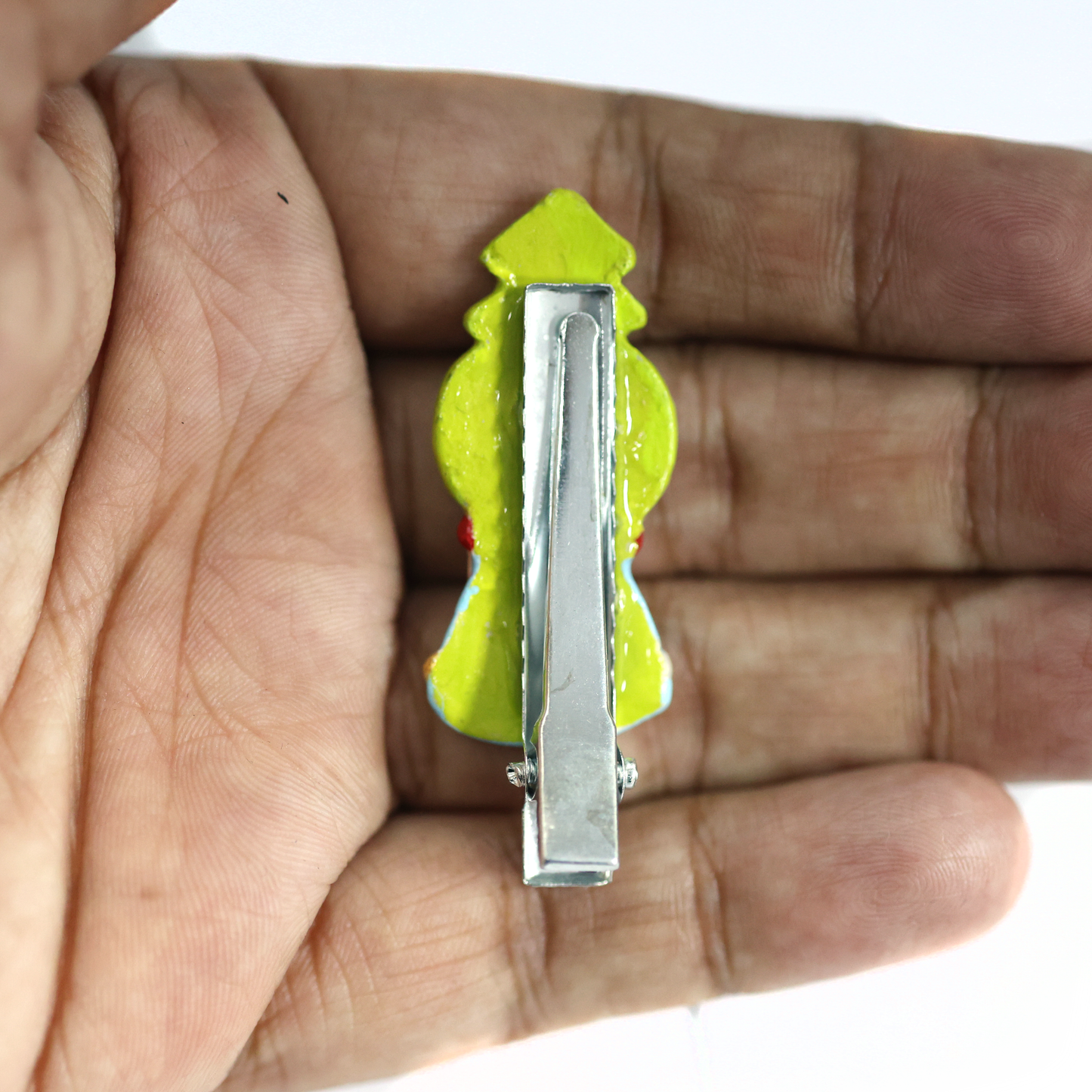 Christmas Girl Pin – Handmade Polymer Clay Figurine with Christmas Tree Hat Brooch