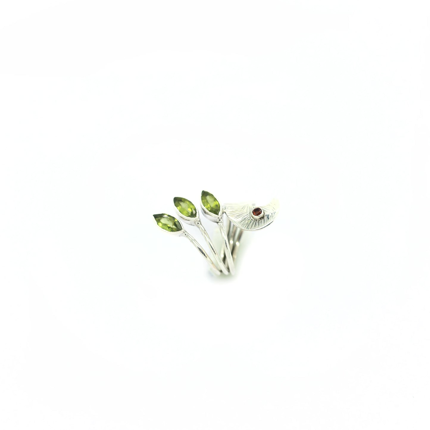 925 Sterling Silver Peridot Peacock Ring