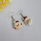 Polymer Clay Christmas Dangle Earrings, Mr and Mrs Santa Claus Design, Festive Jewelry
