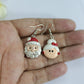 Polymer Clay Christmas Dangle Earrings, Mr and Mrs Santa Claus Design, Festive Jewelry