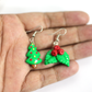 Polymer Clay Christmas Tree Earrings – Handmade Xmas Dangle Earrings