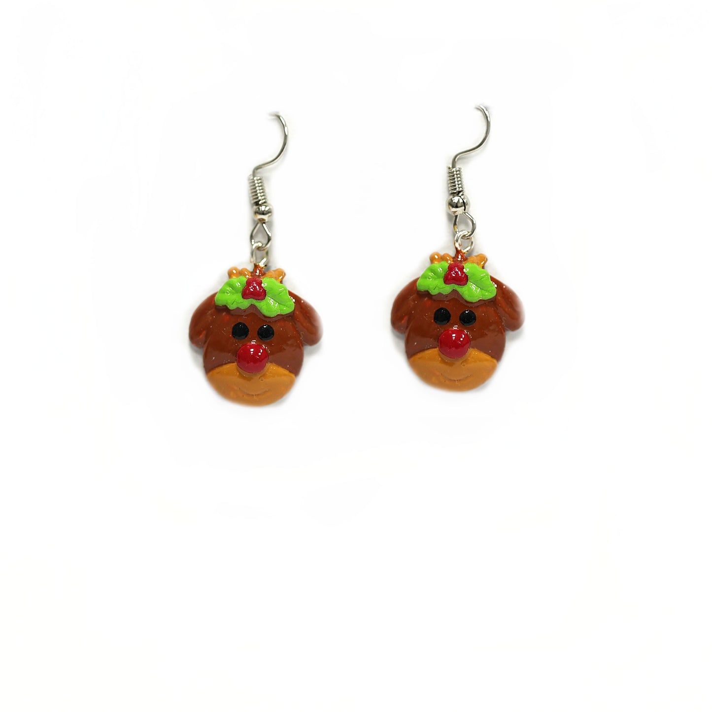Rudolph the Red-Nosed Reindeer Earrings – Handmade Christmas Dangle Jewelry