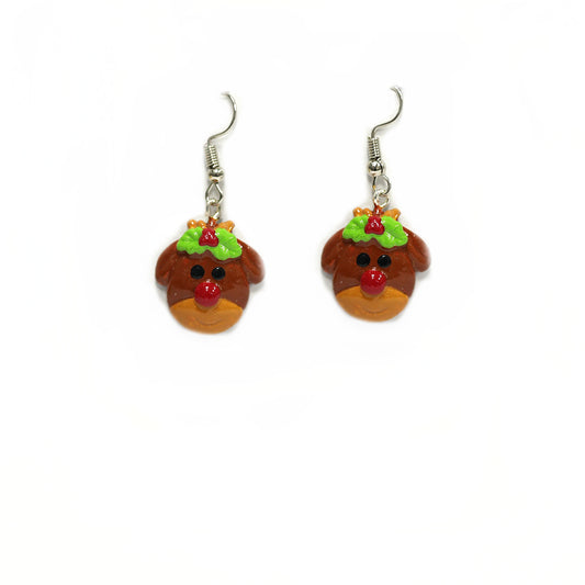 Rudolph the Red-Nosed Reindeer Earrings – Handmade Christmas Dangle Jewelry