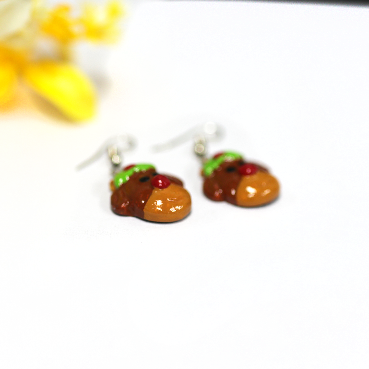 Rudolph the Red-Nosed Reindeer Earrings – Handmade Christmas Dangle Jewelry