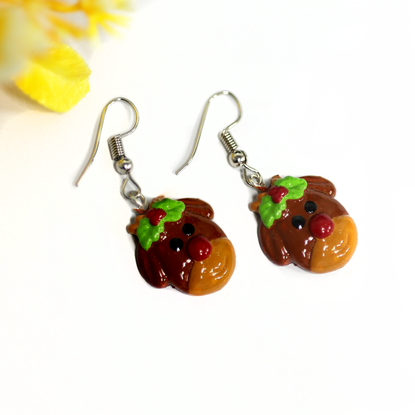 Rudolph the Red-Nosed Reindeer Earrings – Handmade Christmas Dangle Jewelry