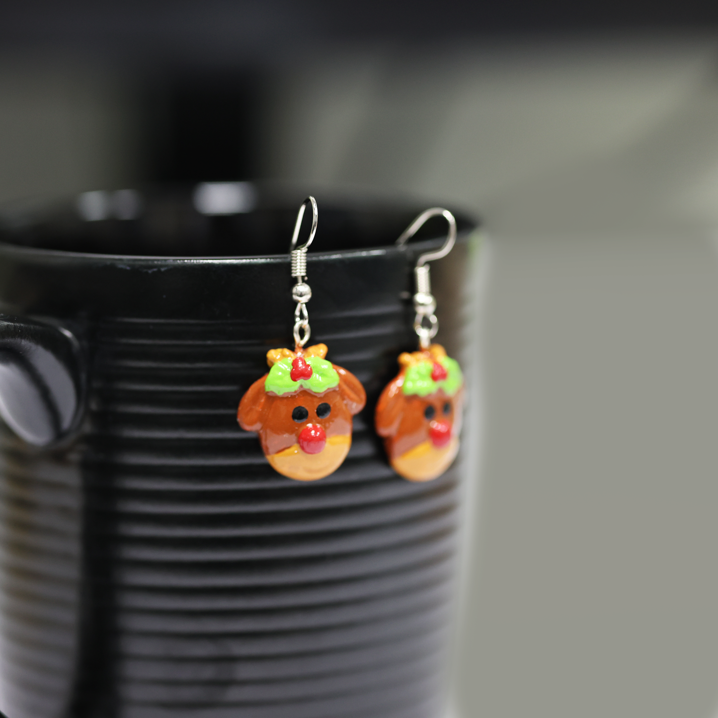 Rudolph the Red-Nosed Reindeer Earrings – Handmade Christmas Dangle Jewelry