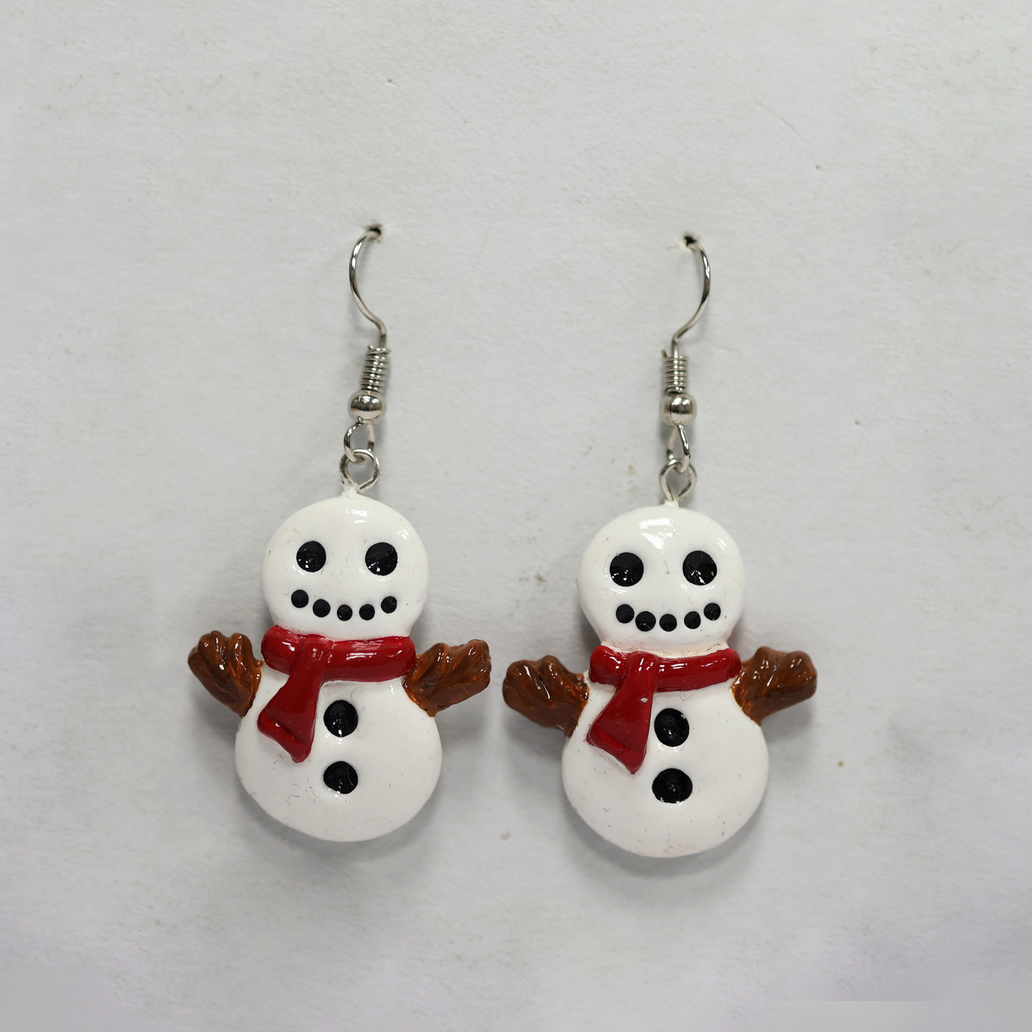 Polymer Clay Snowman Earrings – Christmas Dangle Jewelry –  Handmade Holiday Earrings