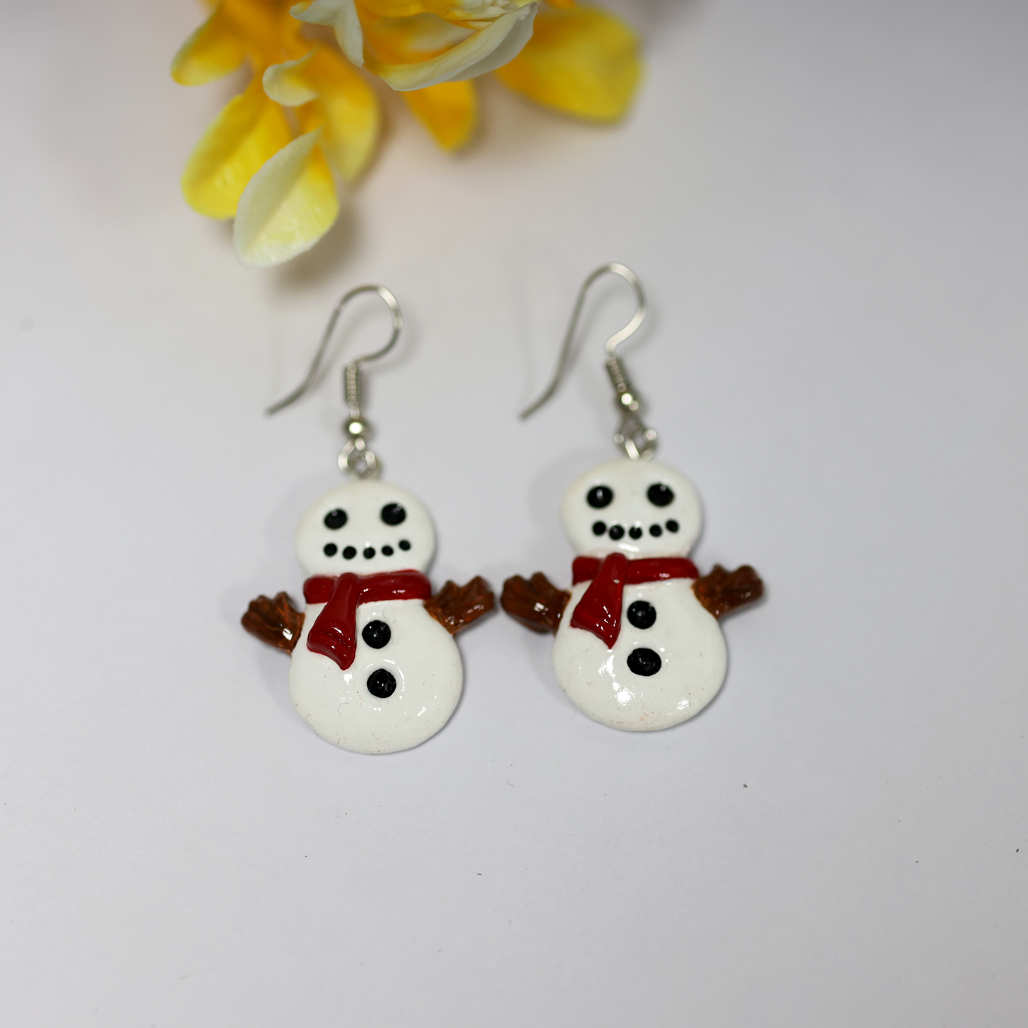 Polymer Clay Snowman Earrings – Christmas Dangle Jewelry –  Handmade Holiday Earrings