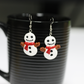 Polymer Clay Snowman Earrings – Christmas Dangle Jewelry –  Handmade Holiday Earrings