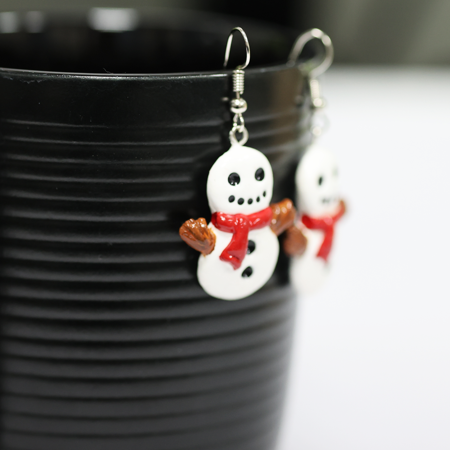 Polymer Clay Snowman Earrings – Christmas Dangle Jewelry –  Handmade Holiday Earrings