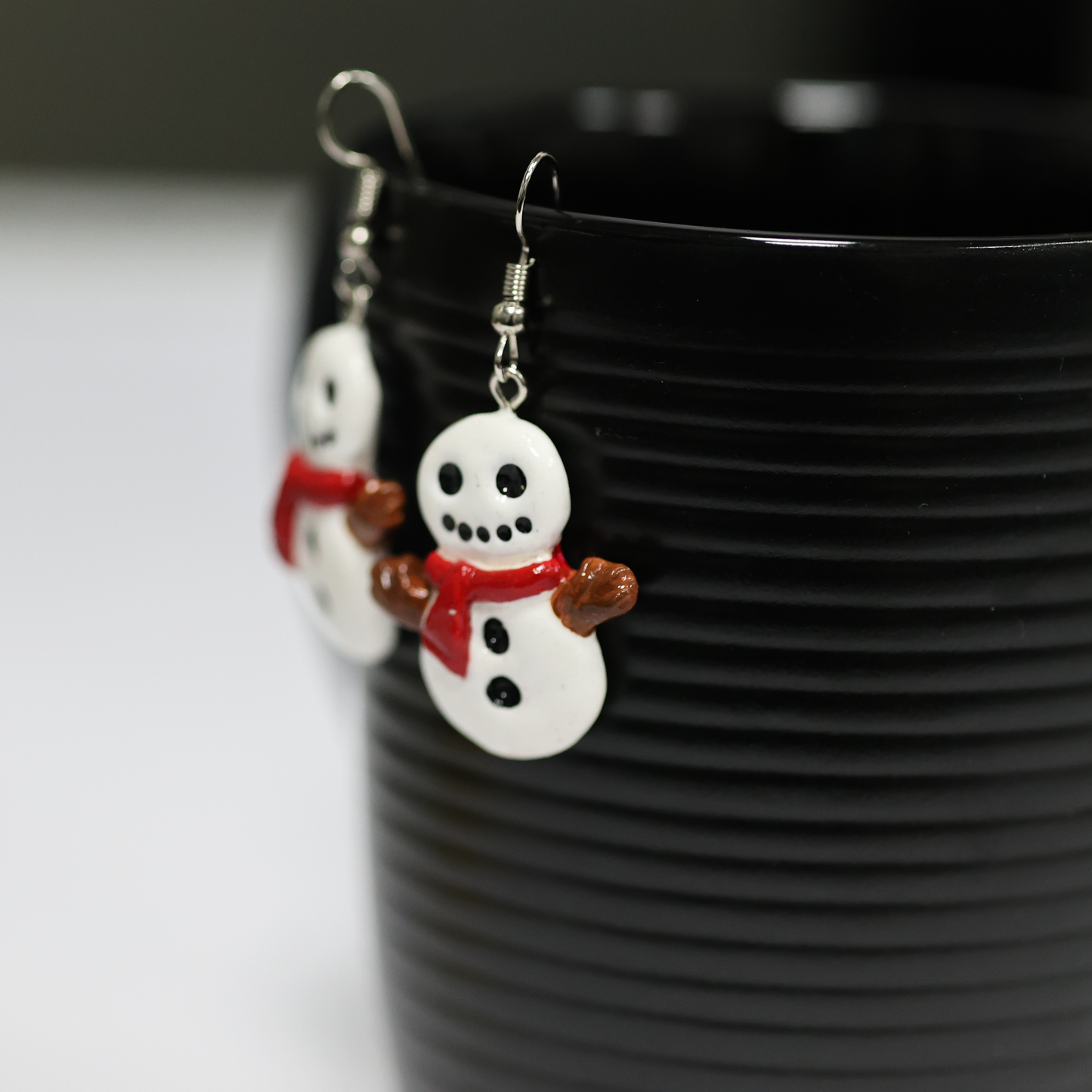 Polymer Clay Snowman Earrings – Christmas Dangle Jewelry –  Handmade Holiday Earrings