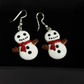 Polymer Clay Snowman Earrings – Christmas Dangle Jewelry –  Handmade Holiday Earrings