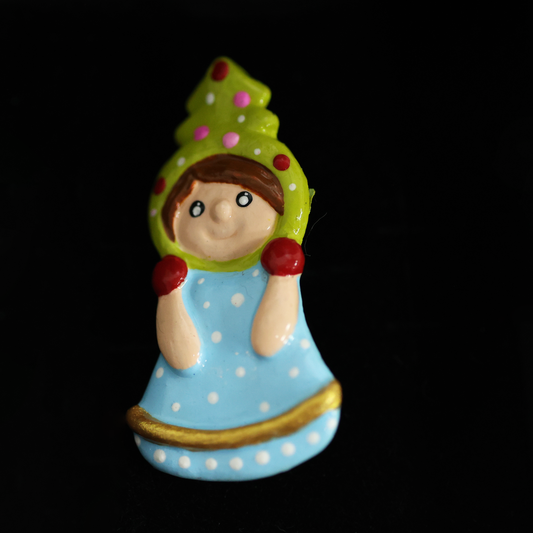 Christmas Figurine Pin – Polymer Clay Holiday Brooch – Christmas Jewelry