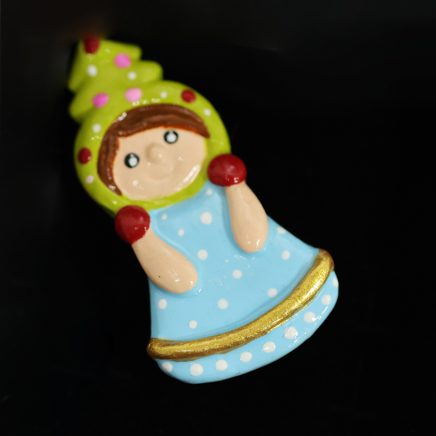 Christmas Figurine Pin – Polymer Clay Holiday Brooch – Christmas Jewelry
