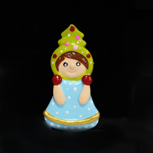 Christmas Figurine Pin – Polymer Clay Holiday Brooch – Christmas Jewelry