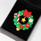 Polymer Clay Miniature Christmas Wreath Pin – Handmade Holiday Decoration Brooch