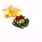 Polymer Clay Miniature Christmas Wreath Pin – Handmade Holiday Decoration Brooch