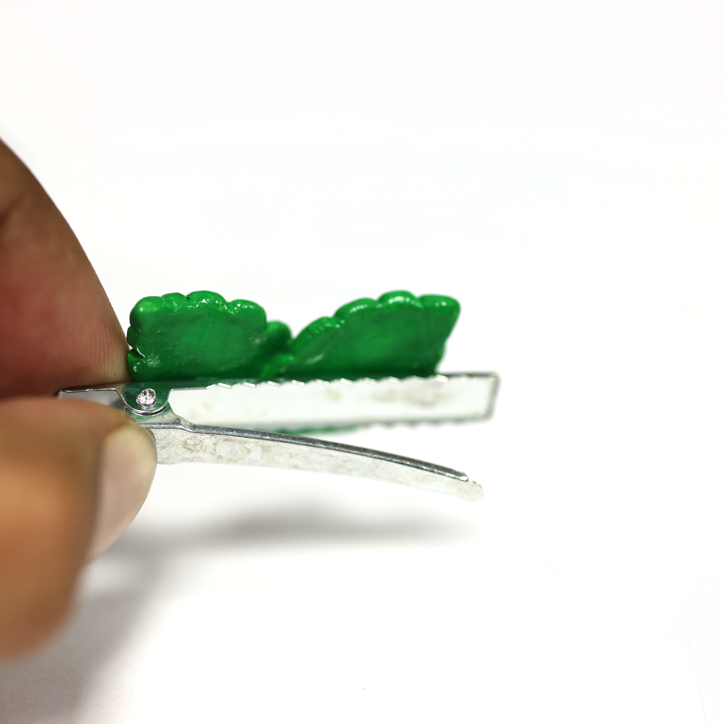 Clay Christmas Hair Clip – Handmade Holly Leaves and Red Berries Alligator Clip