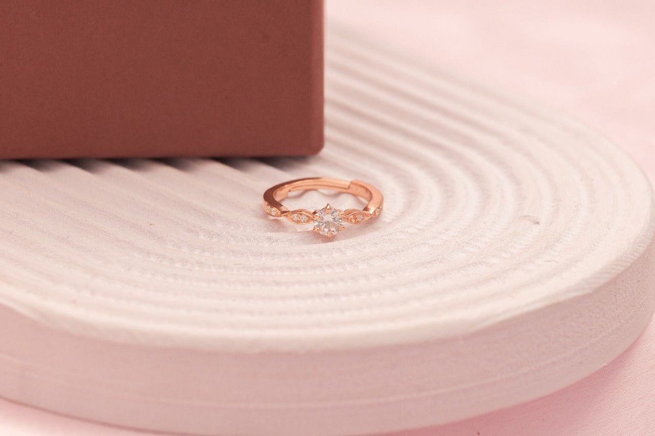 Marquise Vine Solitaire Ring